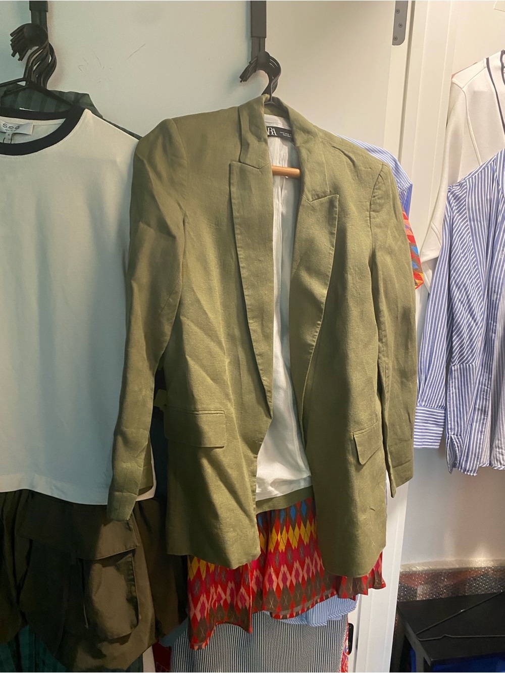 Zara Olive Green Linen Blazer